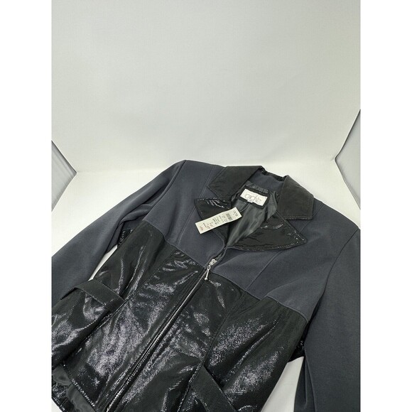 CACHE vintage Y2K JACKET Snake leather Print Leather BLACK Zip Pockets S NWT - Picture 10 of 11